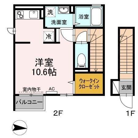 コンフォール(ワンルーム/2階)の間取り写真