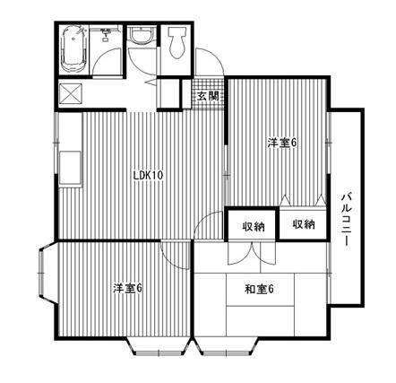 ロイヤルヒルA館(3LDK/2階)の間取り写真