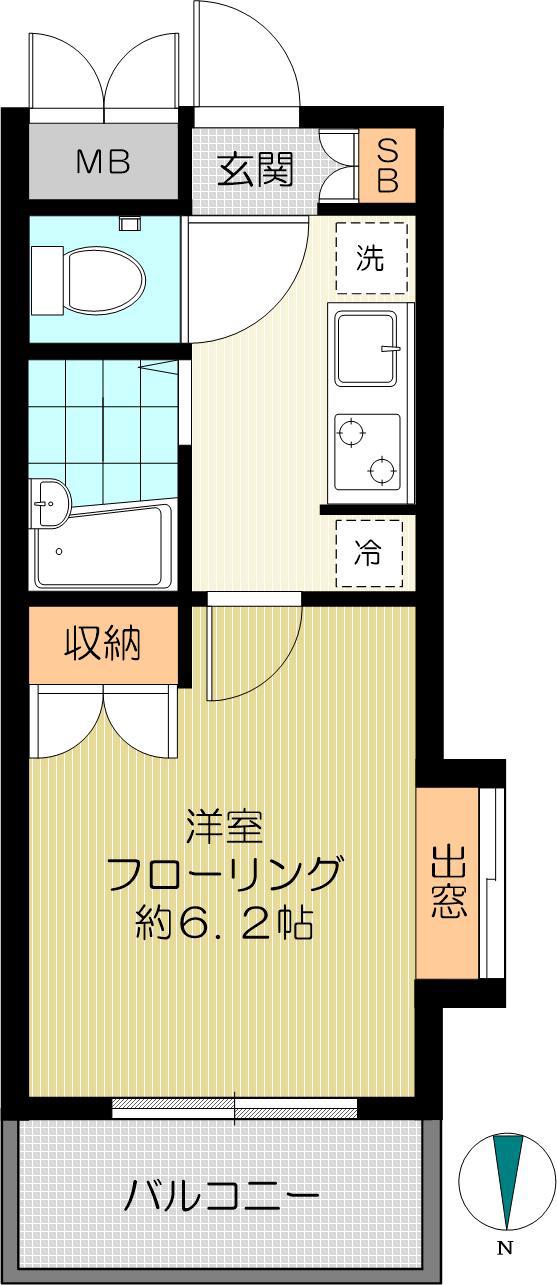 ソアブール西早稲田(1K/2階)の間取り写真