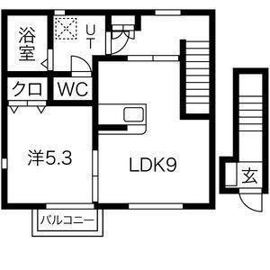 WIN大河原B棟(1LDK/2階)の間取り写真
