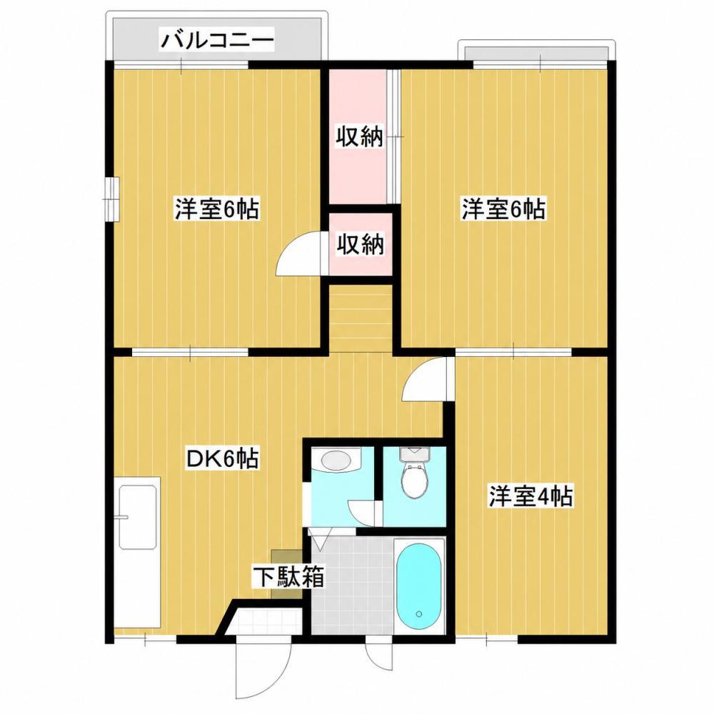 ファミールむさしの(3DK/2階)の間取り写真