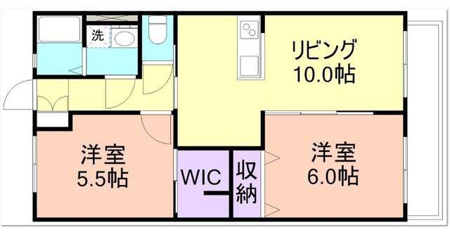 ローパスII(2LDK/1階)の間取り写真
