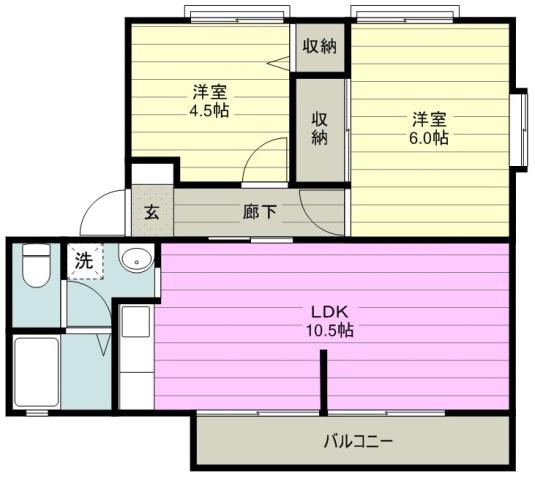 サンライズパレス(2LDK/2階)の間取り写真