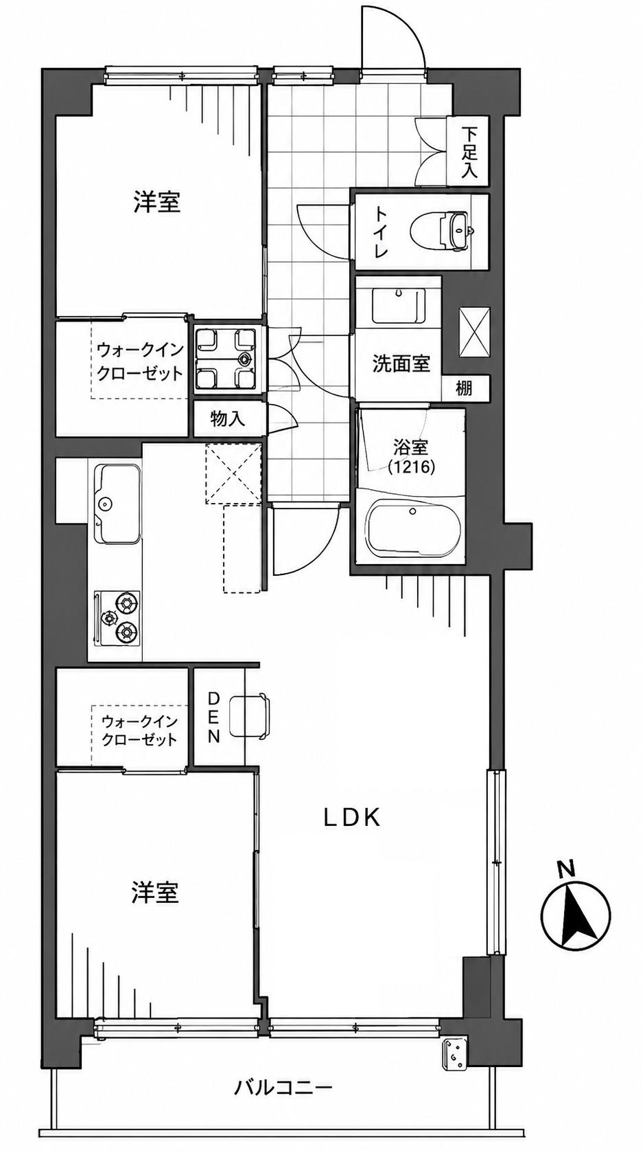 下馬マンション(2LDK/4階)の間取り写真