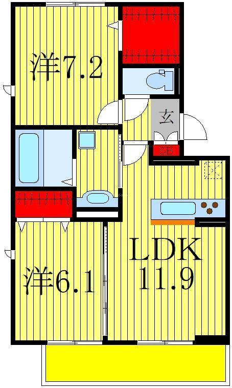 コンフォールクレール(2LDK/1階)の間取り写真