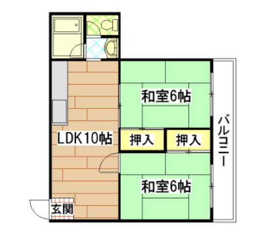フジビルI(2LDK/2階)の間取り写真