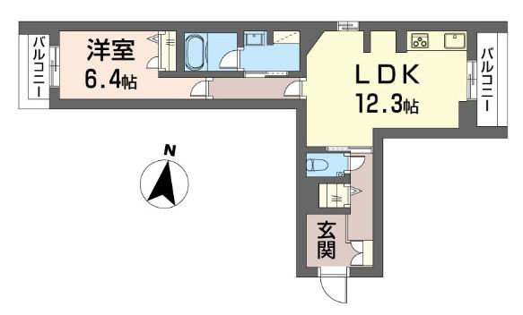ルナマーレ鎌倉 積水ハウスオートロックシャーメゾン(1LDK/3階)の間取り写真