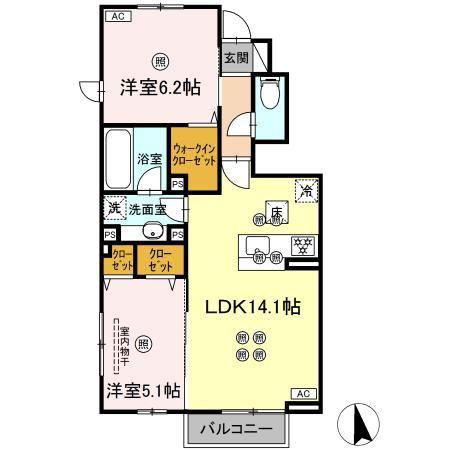 エクセルII(2LDK/1階)の間取り写真