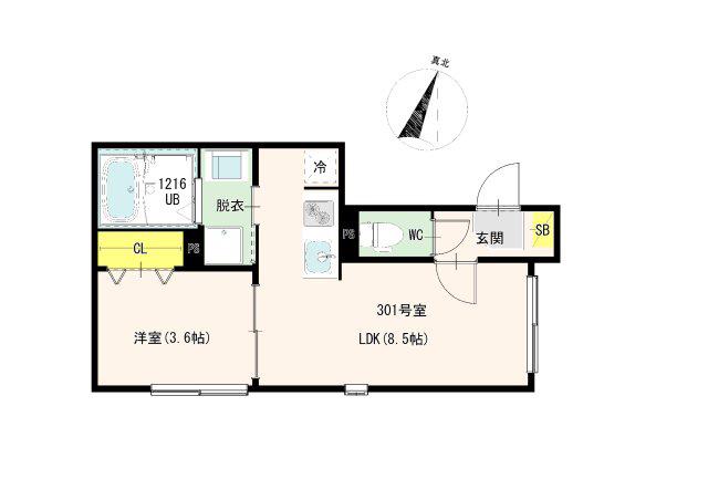 HANA HOUSE 小岩(1LDK/3階)の間取り写真