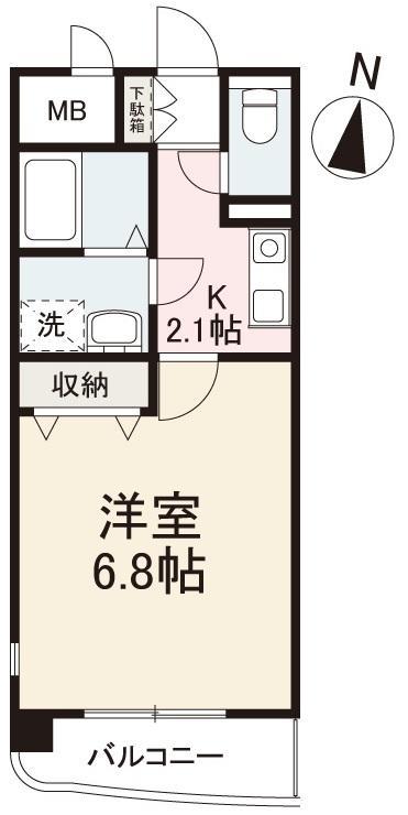 サンセール多賀(1K/3階)の間取り写真