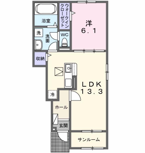 ノイエ ハイマート(1LDK/1階)の間取り写真