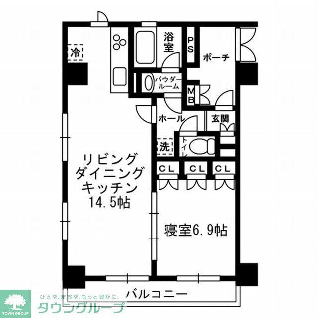 レジディア月島III(1LDK/12階)の間取り写真