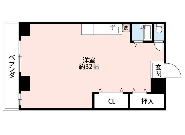 北條ビル(ワンルーム/2階)の間取り写真