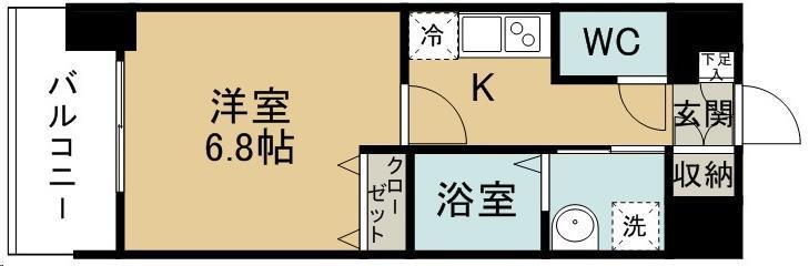 プラチナスイート五橋駅ガーデンコート(1K/4階)の間取り写真