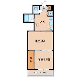 アルデール南鍛冶町(2DK/2階)の間取り写真
