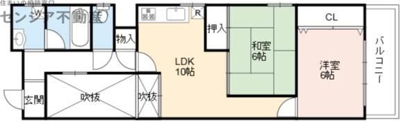 アルマンド蒲生(2LDK/4階)の間取り写真