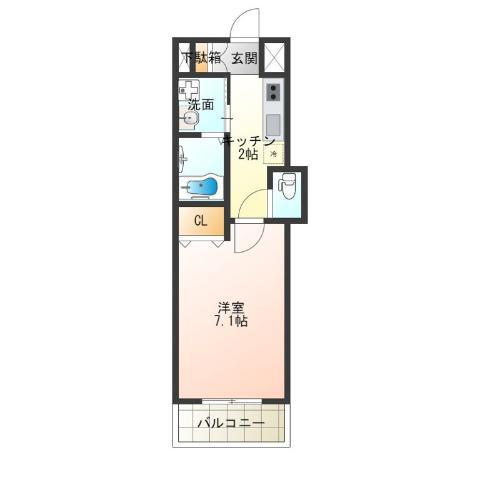 K-フロント今宮I番館(1K/2階)の間取り写真