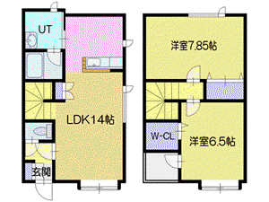 ヌーベルコートA(2LDK/1階)の間取り写真