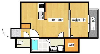 リノリノアパートメント広島エキキタ(1LDK/2階)の間取り写真