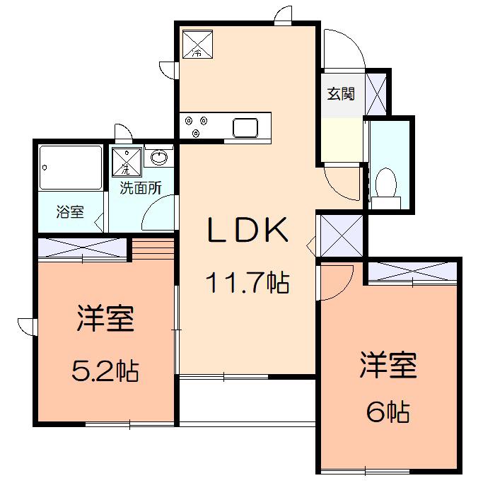 ブリリアント磯子(2LDK/1階)の間取り写真