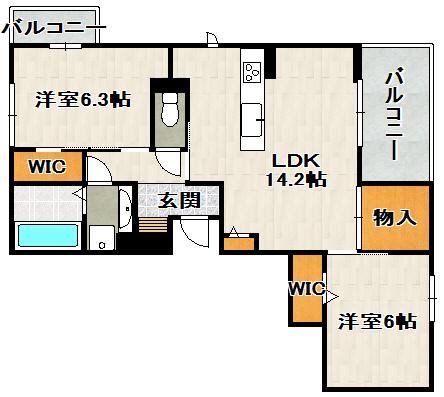 NIGAWA RESIDENCEII(2LDK/2階)の間取り写真