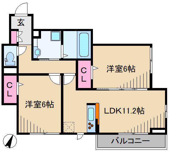 KTトリシア(2LDK/1階)の間取り写真