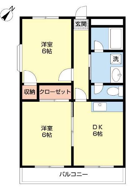 フォルテ久米川(2DK/3階)の間取り写真