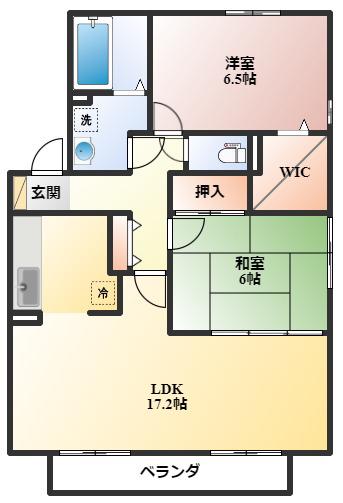 カメリアコート(2LDK/2階)の間取り写真