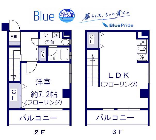 御用場マンション(1LDK/2階)の間取り写真