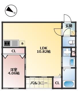 グランデ折尾(1LDK/3階)の間取り写真