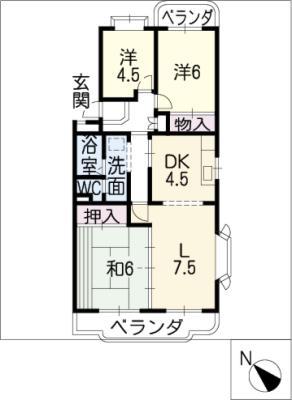 グレースコート安城(3LDK/2階)の間取り写真