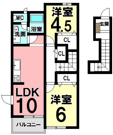 ベル ソレイユ A(2LDK/2階)の間取り写真