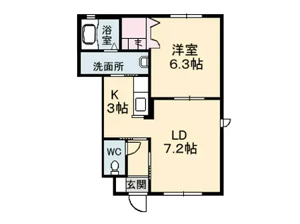 グランドール春日(1LDK/1階)の間取り写真