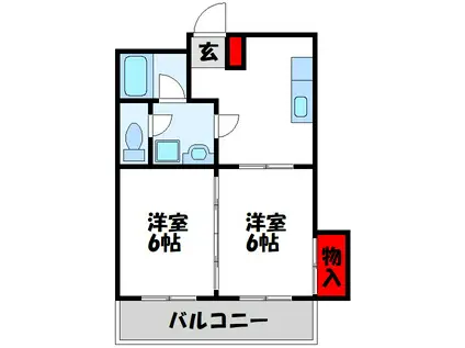 AISマンション(2DK/5階)の間取り写真