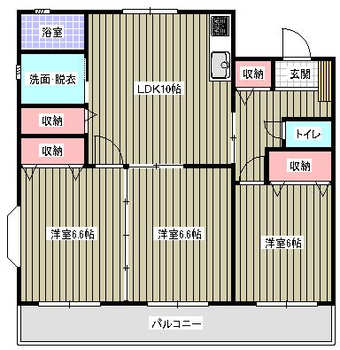 ロイヤルリジョンロード(3LDK/2階)の間取り写真