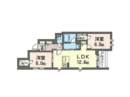 プレミアス(2LDK/2階)の間取り写真