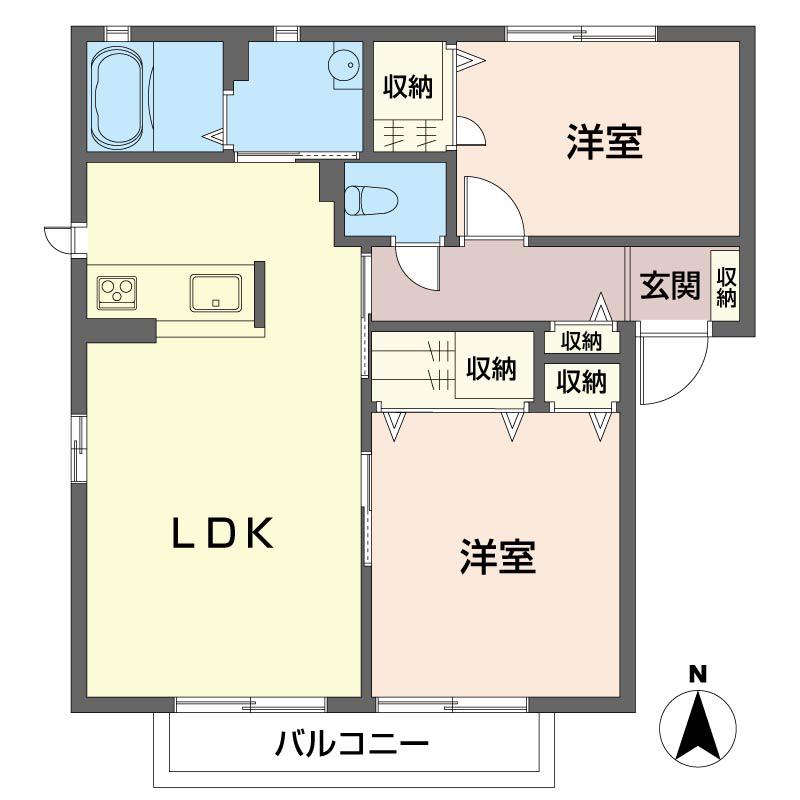 シャーメゾンまほろばIV(2LDK/1階)の間取り写真