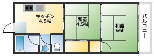 倉本ビル(2DK/3階)の間取り写真