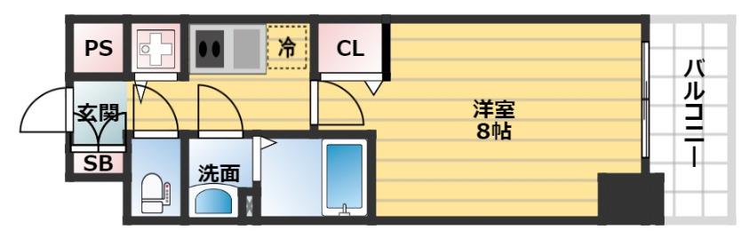 プレサンス谷町七丁目II(1K/14階)の間取り写真