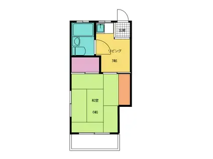 アルカディア(1DK/2階)の間取り写真