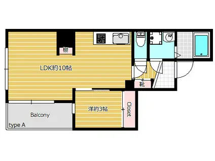 IRISSPIRA.BRIGHT AS(1LDK/6階)の間取り写真