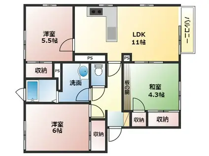 CITYINNおくの(3LDK/1階)の間取り写真