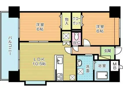 オータムパレス(2LDK/8階)の間取り写真