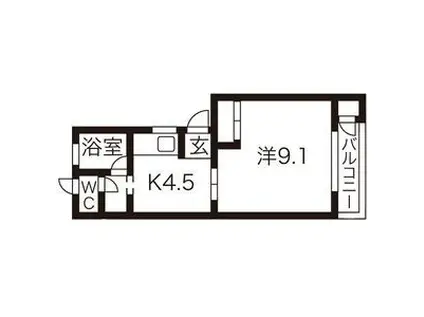 セレッソ加賀野B棟(1K/1階)の間取り写真