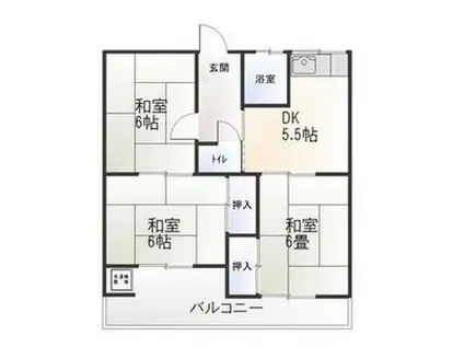 天野アパート(3DK/3階)の間取り写真