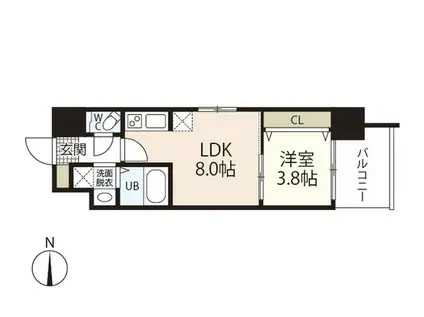 メイクス京橋川II(1LDK/5階)の間取り写真