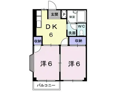 エルディム山崎(2DK/2階)の間取り写真