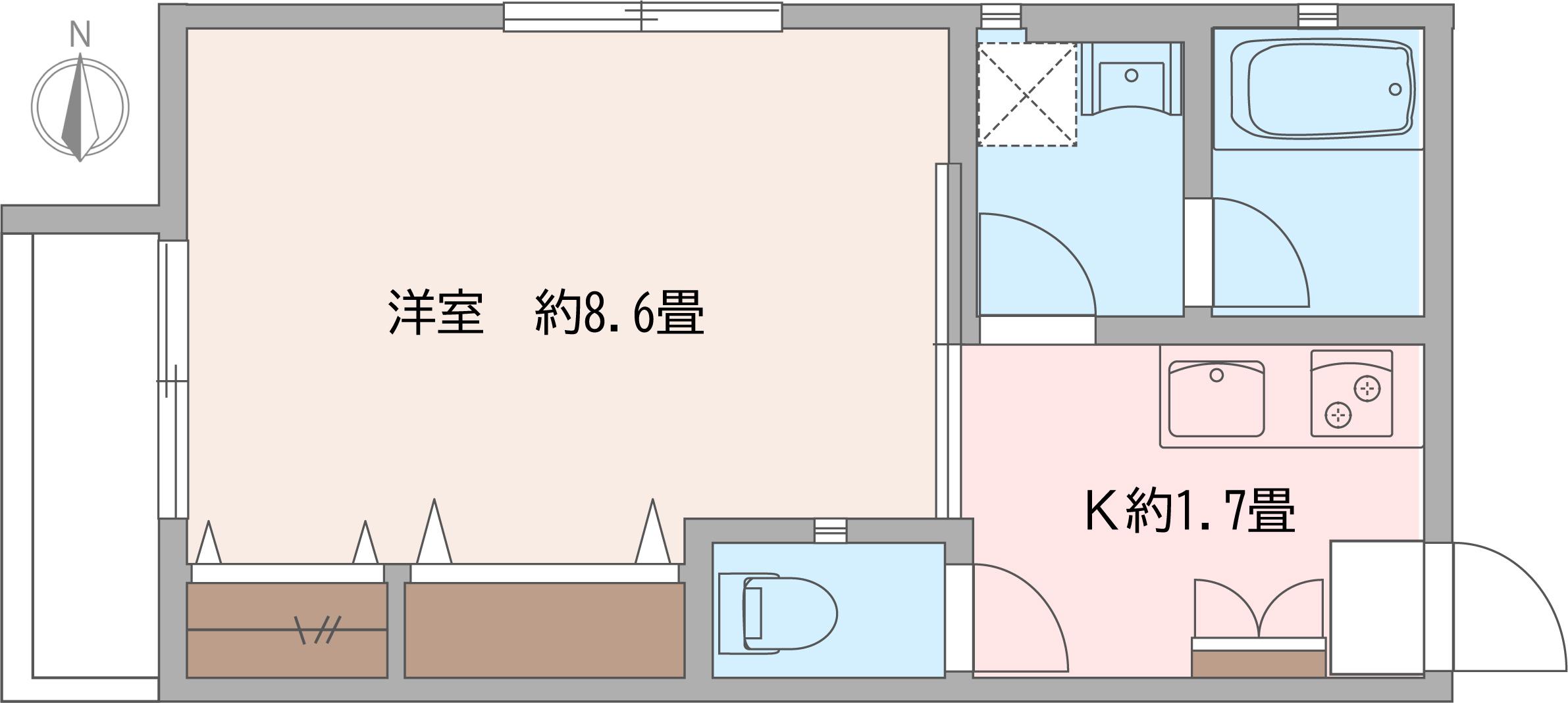 F.COURT下北沢(1K/1階)の間取り写真