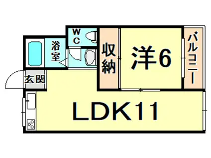恒風園マンション(1LDK/2階)の間取り写真