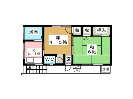 石山荘(2DK/1階)の間取り写真